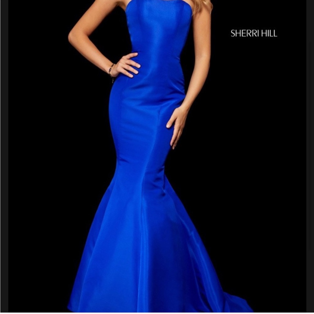 Sherri Hill Strapless Mermaid Dress Blue